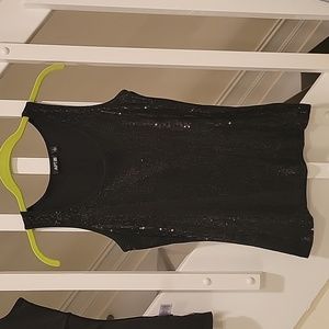 Black sequined tank top